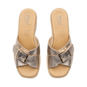 Sandalia Tacón Medio Flexi para Mujer Estilo 133501 Oro Rosado