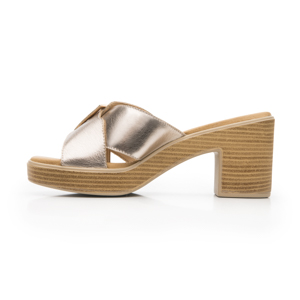 Sandalia Tacón Medio Flexi para Mujer Estilo 133501 Oro Rosado