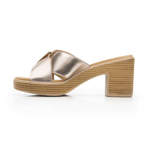 Sandalia Tacón Medio Flexi para Mujer Estilo 133501 Oro Rosado