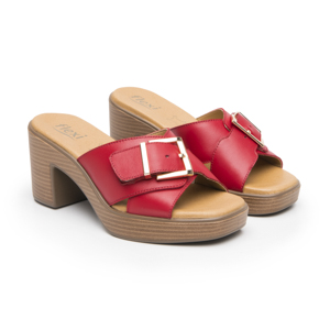 Sandalia Tacón Medio Flexi para Mujer Estilo 133501 Rojo