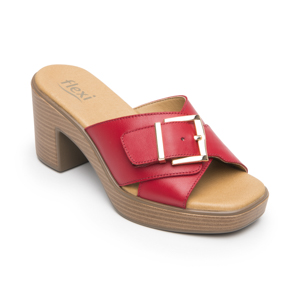 Sandalia Tacón Medio Flexi para Mujer Estilo 133501 Rojo