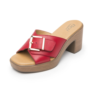 Sandalia Tacón Medio Flexi para Mujer Estilo 133501 Rojo