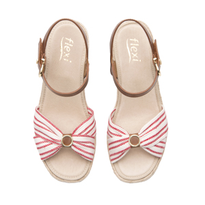 Sandalia Cuña Alta Flexi para Mujer Estilo 135401 Rojo