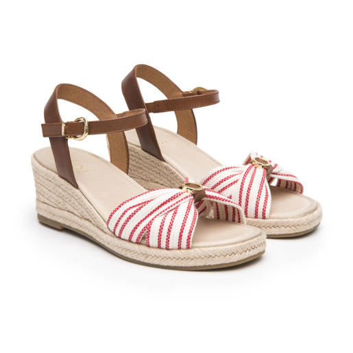 Sandalia Cuña Alta Flexi para Mujer Estilo 135401 Rojo
