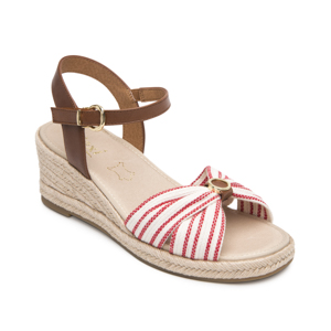Sandalia Cuña Alta Flexi para Mujer Estilo 135401 Rojo