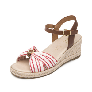Sandalia Cuña Alta Flexi para Mujer Estilo 135401 Rojo