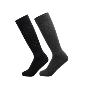 2-Pack Calcetín Largo Básico Puntos Flexi para Hombre Estilo 090510 Negro Y Gris