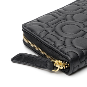 Cartera Chica Quirelli para Mujer con Piel Suave Bordada Estilo 030401 Negro