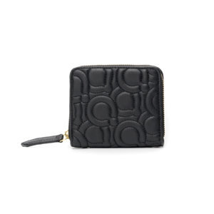 Cartera Chica Quirelli para Mujer con Piel Suave Bordada Estilo 030401 Negro