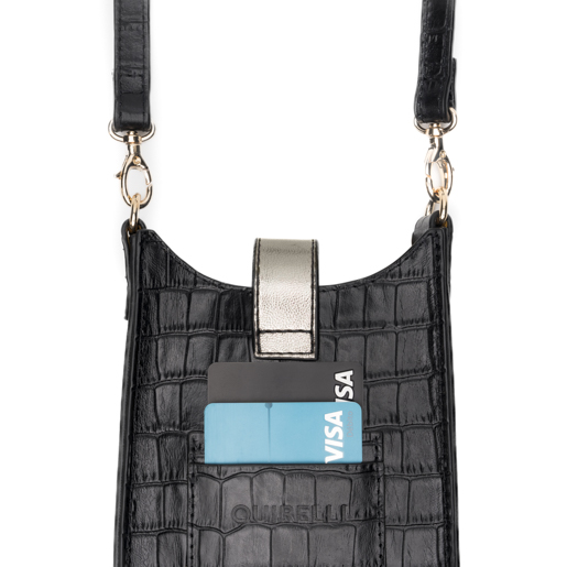 Porta Celular Quirelli para Mujer con División Uso Múltiple Estilo 020801 Negro