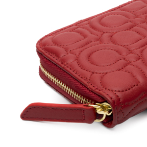Cartera Grande Quirelli para Mujer con Piel Suave Bordada Estilo 040417 Rojo