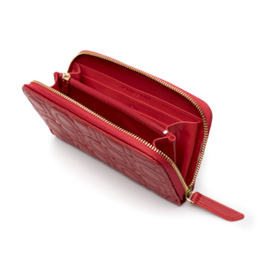 Cartera Grande Quirelli para Mujer con Piel Suave Bordada Estilo 040417 Rojo