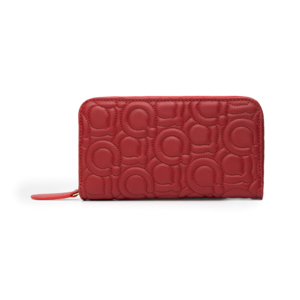 Cartera Grande Quirelli para Mujer con Piel Suave Bordada Estilo 040417 Rojo
