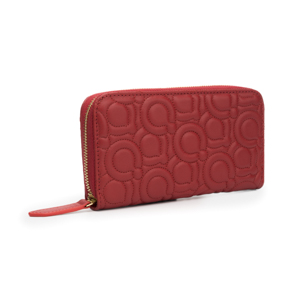 Cartera Grande Quirelli para Mujer con Piel Suave Bordada Estilo 040417 Rojo