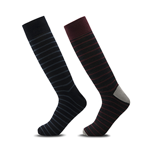 2-Pack Calcetín Flexi para Hombre Estilo 9960C4-102 Marino con Lineas Azul y Rojo