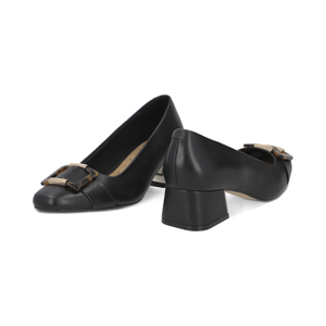 Tacón de vestir cerrado en piel color negro Quirelli estilo 300802