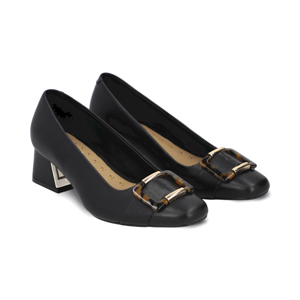 Tacón de vestir cerrado en piel color negro Quirelli estilo 300802