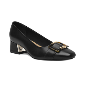 Tacón de vestir cerrado en piel color negro Quirelli estilo 300802