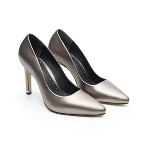 Zapatilla Tacón Medio Quirelli para Mujer con Suela Preacabada Estilo 302401 Pewter