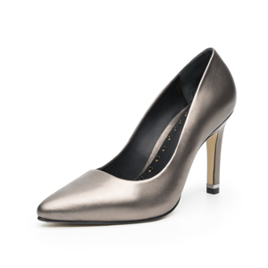 Zapatilla Tacón Medio Quirelli para Mujer con Suela Preacabada Estilo 302401 Pewter