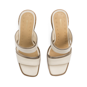 Sandalia Tacón Medio Quirelli para Mujer Estilo 302604 Latte