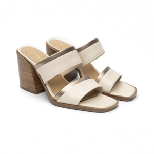 Sandalia Tacón Medio Quirelli para Mujer Estilo 302604 Latte