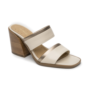 Sandalia Tacón Medio Quirelli para Mujer Estilo 302604 Latte