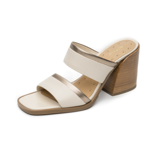 Sandalia Tacón Medio Quirelli para Mujer Estilo 302604 Latte