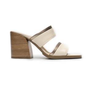 Sandalia Tacón Medio Quirelli para Mujer Estilo 302604 Latte