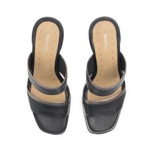Sandalia Tacón Medio Quirelli para Mujer Estilo 302604 Negro