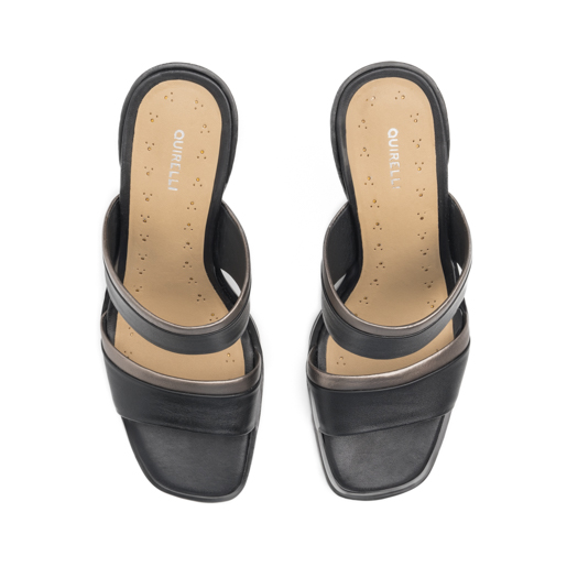 Sandalia Tacón Medio Quirelli para Mujer Estilo 302604 Negro