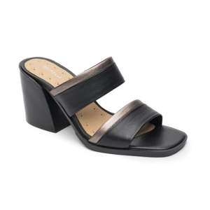 Sandalia Tacón Medio Quirelli para Mujer Estilo 302604 Negro