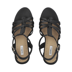 Sandalia de tacón 10 cm en piel color negro Quirelli estilo 302703