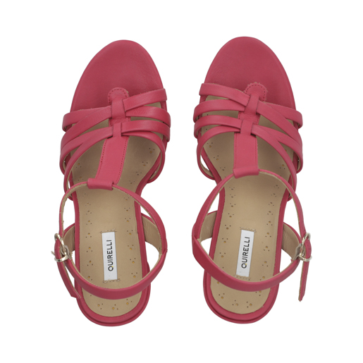 Sandalia de tacón 10 cm en piel color rosa Quirelli estilo 302703