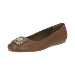 Balerina con herraje en piel color tan Quirelli estilo 302902