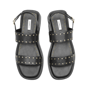 Sandalia flatform con estoperoles en piel color negro Quirelli estilo 303101