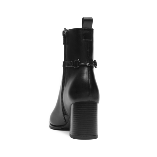 Botín Punta Cuadrada Quirelli para Mujer con Tacón Forrado En Cuero Estilo 303901 Negro