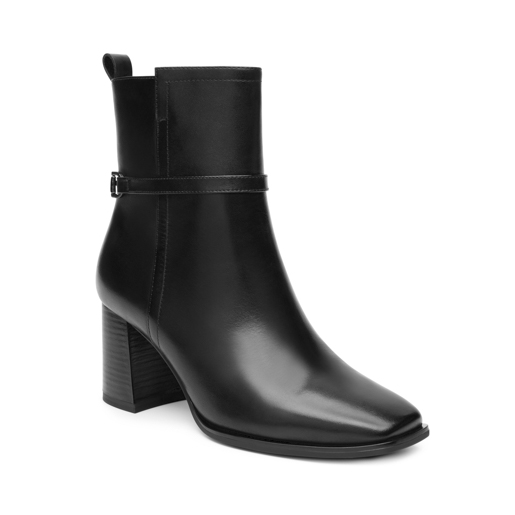 Botín Punta Cuadrada Quirelli para Mujer con Tacón Forrado En Cuero Estilo 303901 Negro