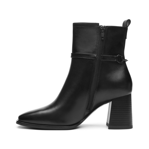 Botín Punta Cuadrada Quirelli para Mujer con Tacón Forrado En Cuero Estilo 303901 Negro