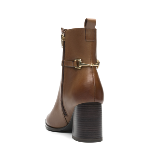 Botín Punta Cuadrada Quirelli para Mujer con Tacón Forrado En Cuero Estilo 303901 Tan