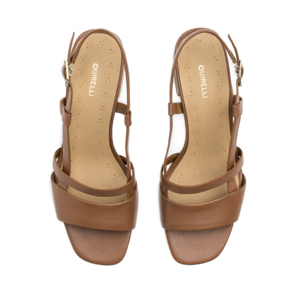 Sandalia Tacón Medio Quirelli para Mujer Estilo 304003 Tan