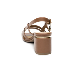Sandalia Tacón Medio Quirelli para Mujer Estilo 304003 Tan
