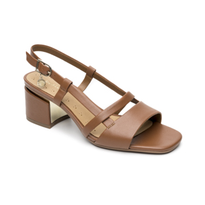 Sandalia Tacón Medio Quirelli para Mujer Estilo 304003 Tan