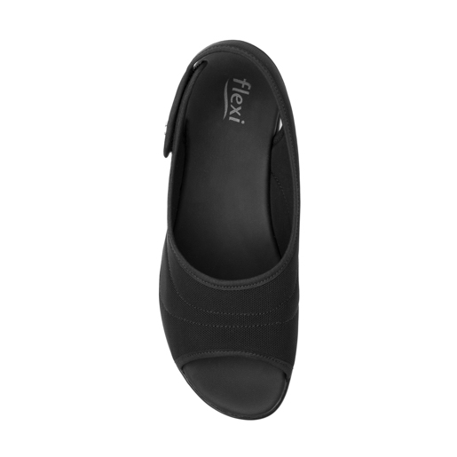 Sandalia Textil Peep Toe Flexi para Mujer con Adaptabilidad Al Pie Estilo 34927 Negro