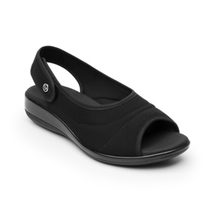 Sandalia Textil Peep Toe Flexi para Mujer con Adaptabilidad Al Pie Estilo 34927 Negro