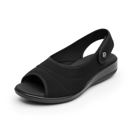 Sandalia Textil Peep Toe Flexi para Mujer con Adaptabilidad Al Pie Estilo 34927 Negro