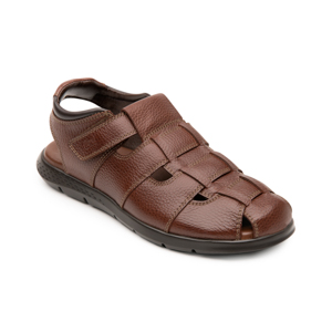 Sandalia Con Ajuste De Piel Flexi para Hombre con Recovery Form Estilo 400015 Caoba