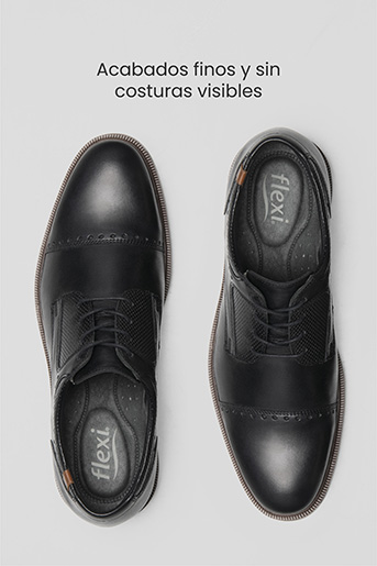 Zapato De Vestir Para Salir Flexi De Tipo Derby Para Hombre - Estilo 400102 Negro
