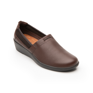 Slip On Con Detalle De Malla Y Elástico Flexi para Mujer con Plantilla Comfort Pad Estilo 45606 Café